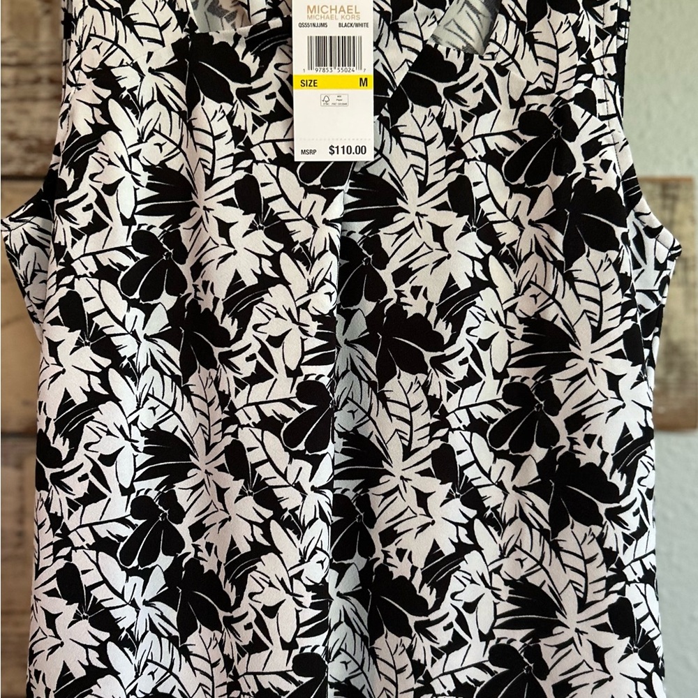 Michael Kors Black and White Floral Women's Top